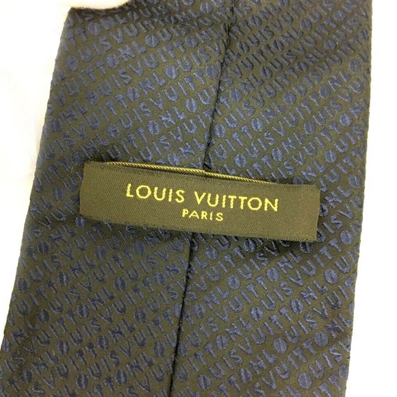 SOLD *Louis Vuitton Navy Blue "Louis" Logo Tie - Picture 4 of 6